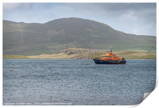 Knightstown RNLI Lifeboat moored in the bay, County Kerry, Ireland Print by Dave Collins