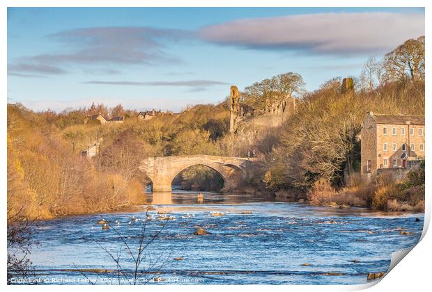 Winter Morning on the Tees at Barnard Castle, Teesdale Print by Richard Laidler