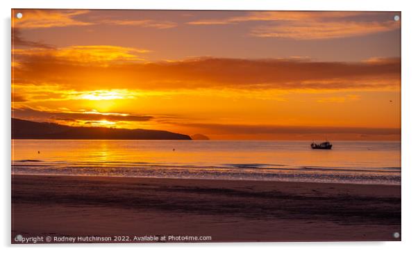 Majestic Winter Coastal Sunset Acrylic by Rodney Hutchinson