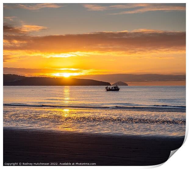Majestic Winter Sunset over Ayrshire Print by Rodney Hutchinson