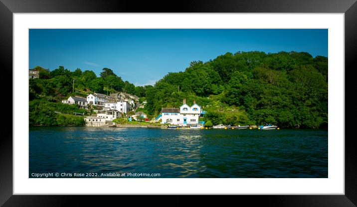 Bodinnick view from a  Fowey Harbour boat trip Framed Mounted Print by Chris Rose