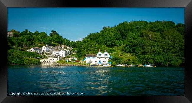 Bodinnick view from a  Fowey Harbour boat trip Framed Print by Chris Rose