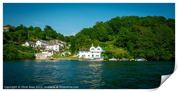 Bodinnick view from a  Fowey Harbour boat trip Print by Chris Rose