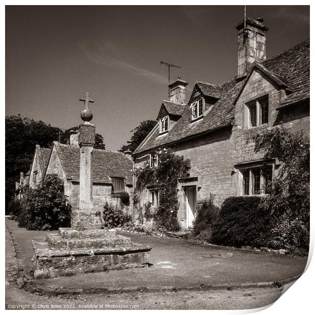 Stanton, Cotswold cottages Print by Chris Rose