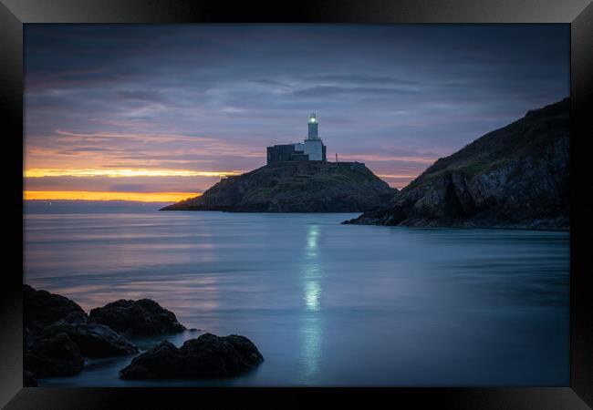 Mumbles lighthouse at dawn Framed Print by Bryn Morgan