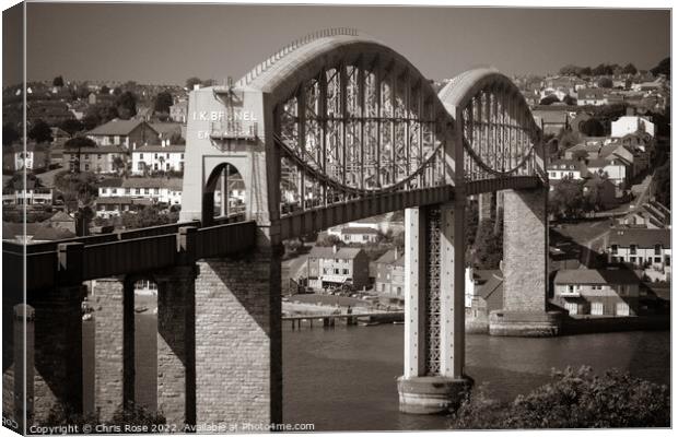 Saltash, Brunels rail bridge over the River Tamar Canvas Print by Chris Rose