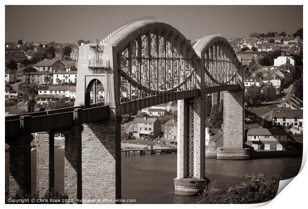 Saltash, Brunels rail bridge over the River Tamar Print by Chris Rose