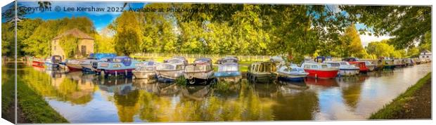 Serene Reflections: Canal Boats at Govilon Canvas Print by Lee Kershaw