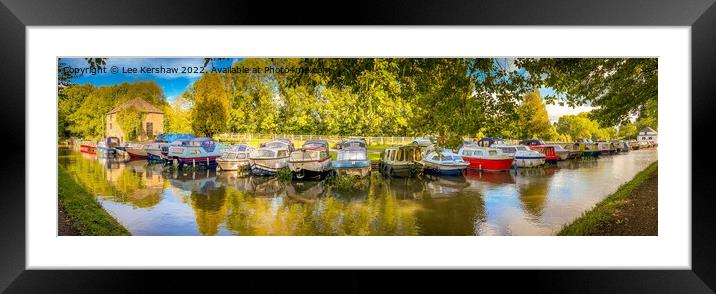Serene Reflections: Canal Boats at Govilon Framed Mounted Print by Lee Kershaw