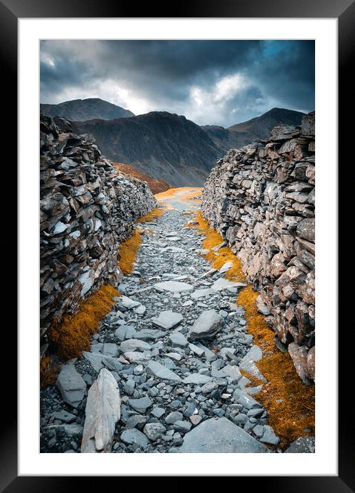 Slate path leading to Hay Stacks Fell Framed Mounted Print by Alan Wise