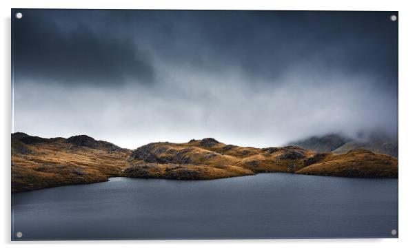 Sprinkling Tarn under moody sky Acrylic by Alan Wise