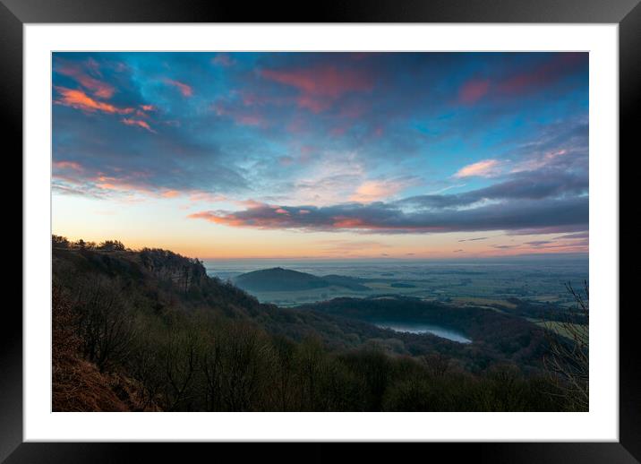 Sutton Bank colourful sky at sunrise Framed Mounted Print by Alan Wise