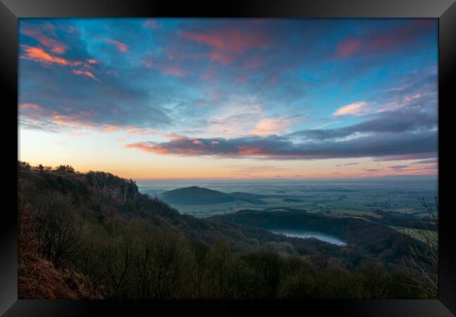 Sutton Bank colourful sky at sunrise Framed Print by Alan Wise