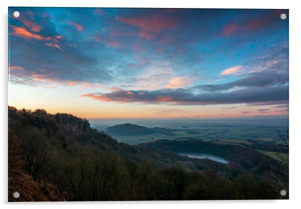 Sutton Bank colourful sky at sunrise Acrylic by Alan Wise