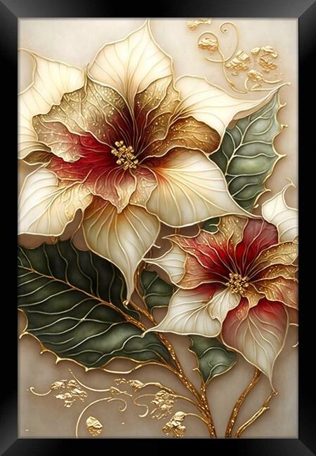 Golden Poinsettia 01 Framed Print by Amanda Moore