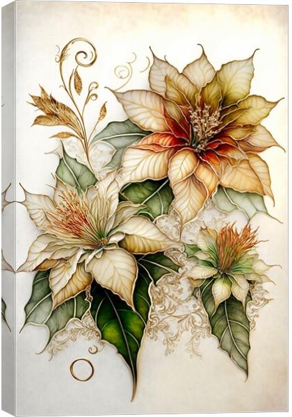 Golden Poinsettia 02 Canvas Print by Amanda Moore