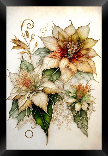 Golden Poinsettia 02 Framed Print by Amanda Moore