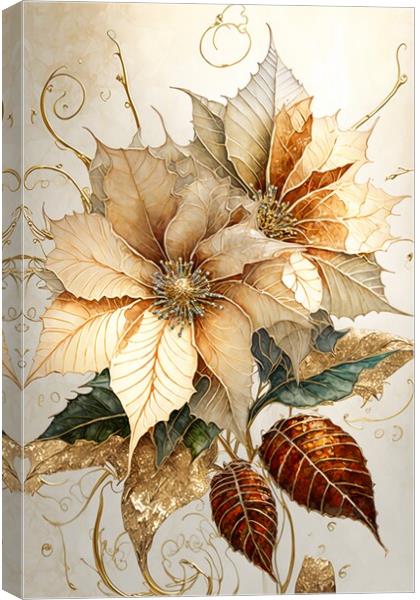 Golden Poinsettias 04 Canvas Print by Amanda Moore