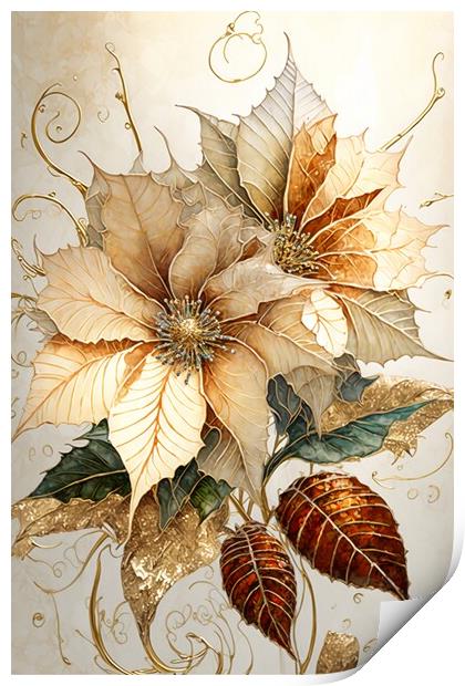 Golden Poinsettias 04 Print by Amanda Moore