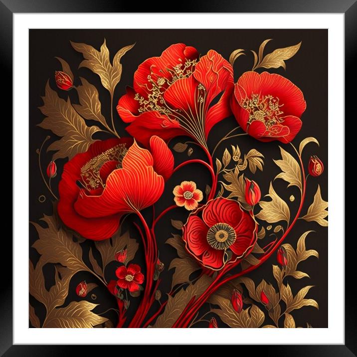 Red Poppies 01 Framed Mounted Print by Amanda Moore