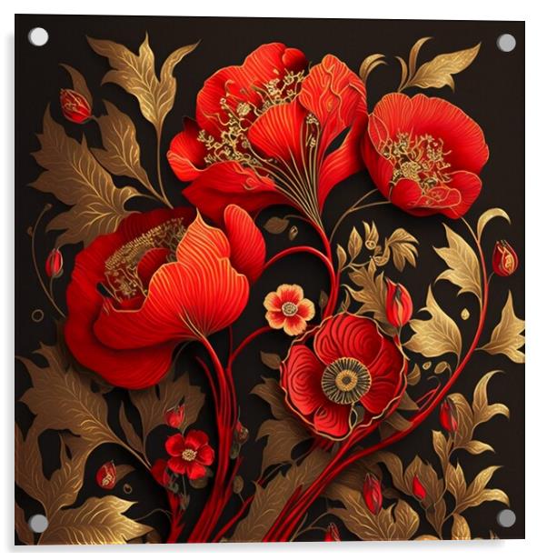 Red Poppies 01 Acrylic by Amanda Moore