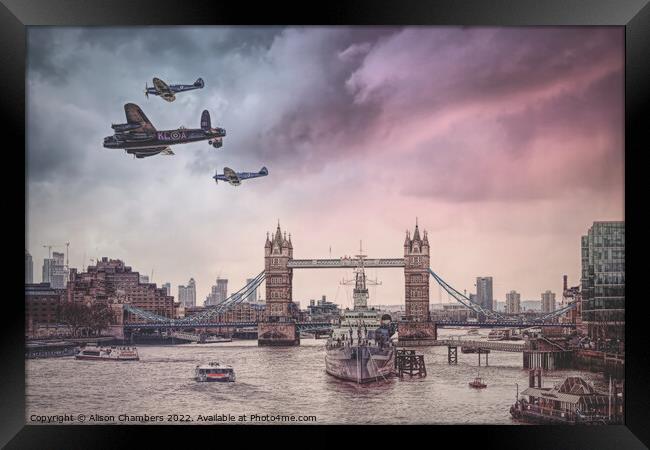 London Lancaster Bomber Framed Print by Alison Chambers