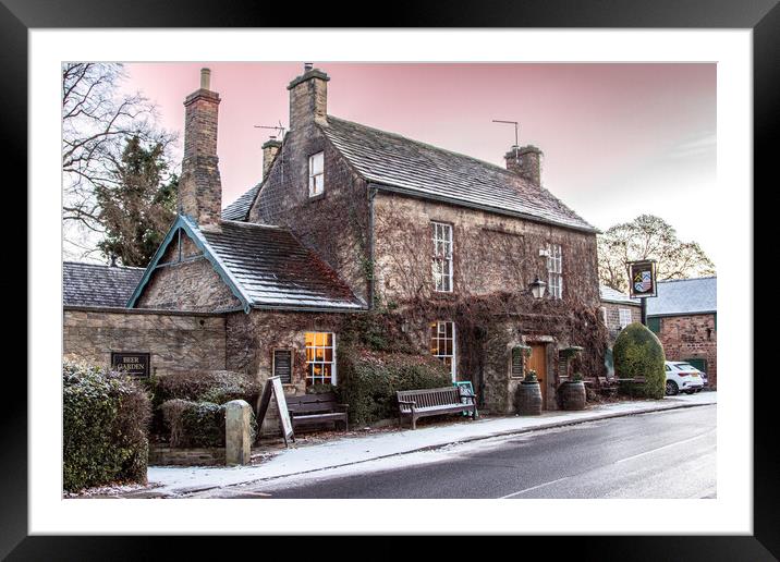 The Rockingham Arms In the Snow Framed Mounted Print by Apollo Aerial Photography
