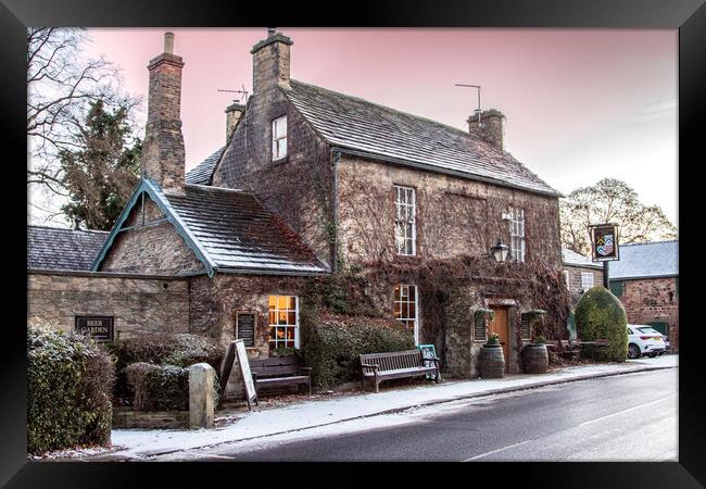 The Rockingham Arms In the Snow Framed Print by Apollo Aerial Photography