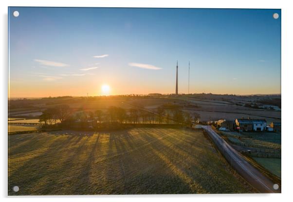 Emley Moor TV Mast Sunrise Acrylic by Apollo Aerial Photography