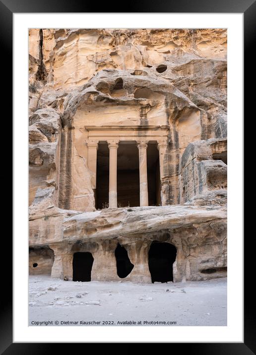 Temple in Little Petra or Siq Al-Barid Framed Mounted Print by Dietmar Rauscher