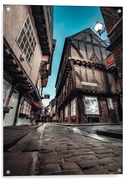 The Shambles at dusk, York Acrylic by Alan Wise