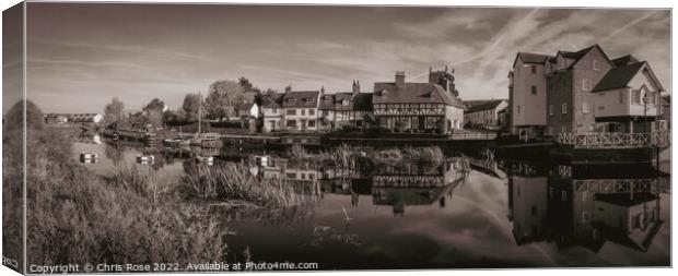 Tewkesbury cottages by the river Canvas Print by Chris Rose