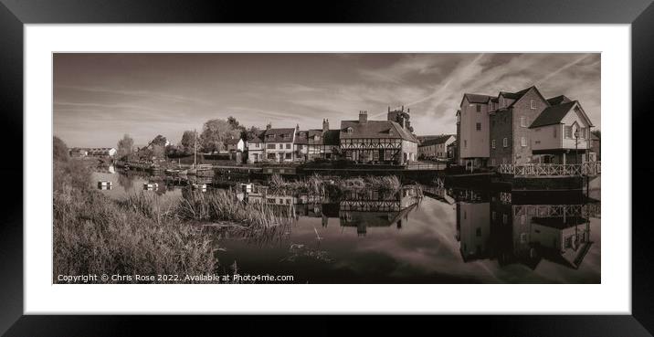 Tewkesbury cottages by the river Framed Mounted Print by Chris Rose