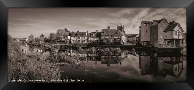 Tewkesbury cottages by the river Framed Print by Chris Rose