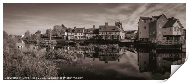 Tewkesbury cottages by the river Print by Chris Rose