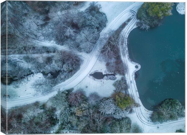 Aerial view of Corporation Park in the Snow Canvas Print by Shafiq Khan