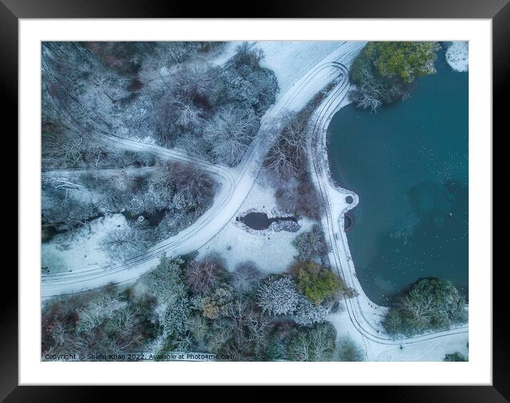 Aerial view of Corporation Park in the Snow Framed Mounted Print by Shafiq Khan