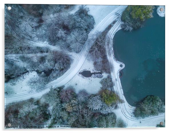 Aerial view of Corporation Park in the Snow Acrylic by Shafiq Khan