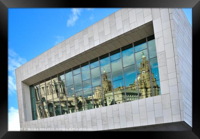 Museum of Liverpool reflecting The Three Graces Framed Print by Bernard Rose Photography