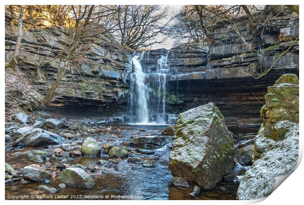 A Wintry Summerhill Force Print by Richard Laidler