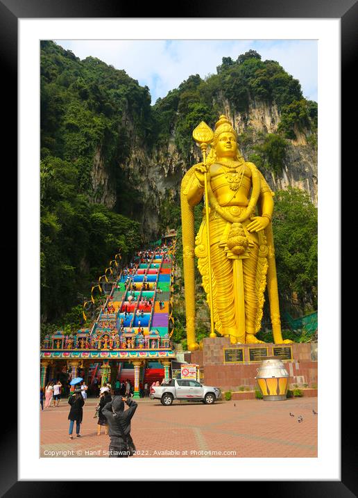 Lord Murugan and stairs to Batu Caves temple 2 Framed Mounted Print by Hanif Setiawan