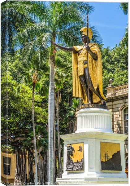 King Kamehameha Statue Honolulu Oahu Hawaii Canvas Print by William Perry