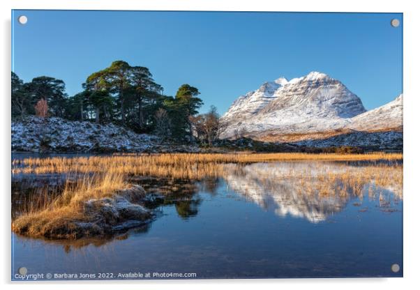 Loch Clair  Liathach, Winter Reflection,  Torridon Acrylic by Barbara Jones