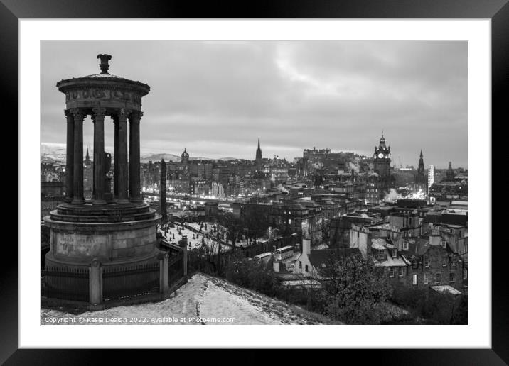 Edinburgh Old Town on a Winter's Evening Framed Mounted Print by Kasia Design
