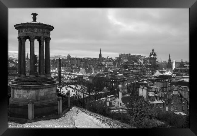 Edinburgh Old Town on a Winter's Evening Framed Print by Kasia Design
