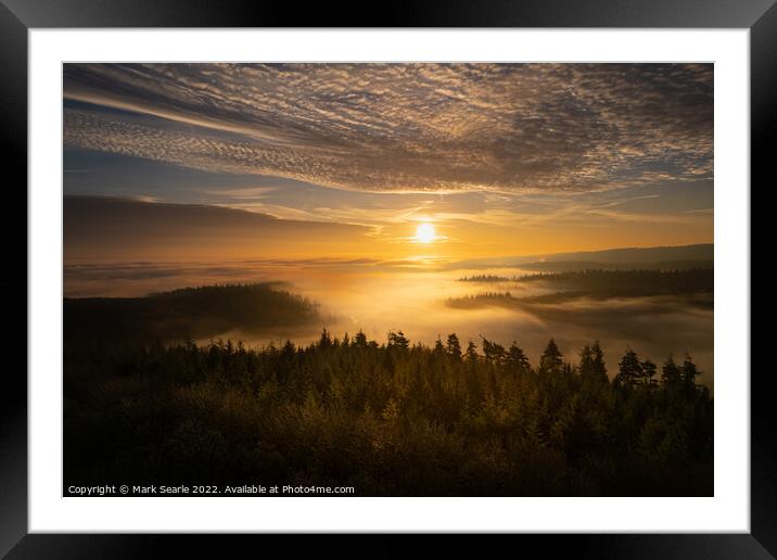 sunrise silhouettes in the fog. Framed Mounted Print by Mark Searle