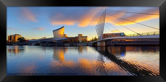 Salford Quays Reflections, Sunset Framed Print by Michele Davis