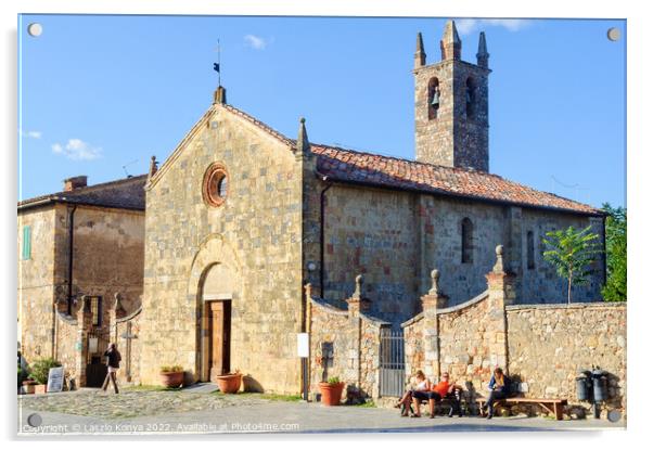 Parish church - Monteriggioni  Acrylic by Laszlo Konya