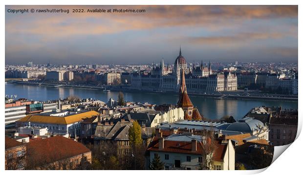 View of the Hungarian Parliament Building Print by rawshutterbug 