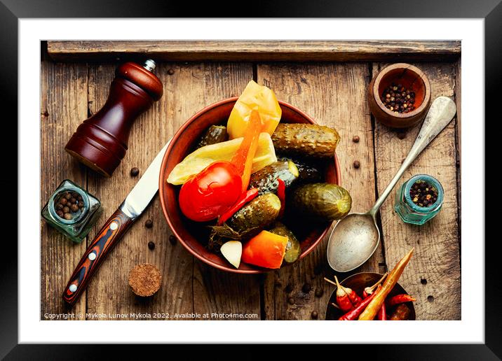 Tasty homemade pickles vegetables. Framed Mounted Print by Mykola Lunov Mykola